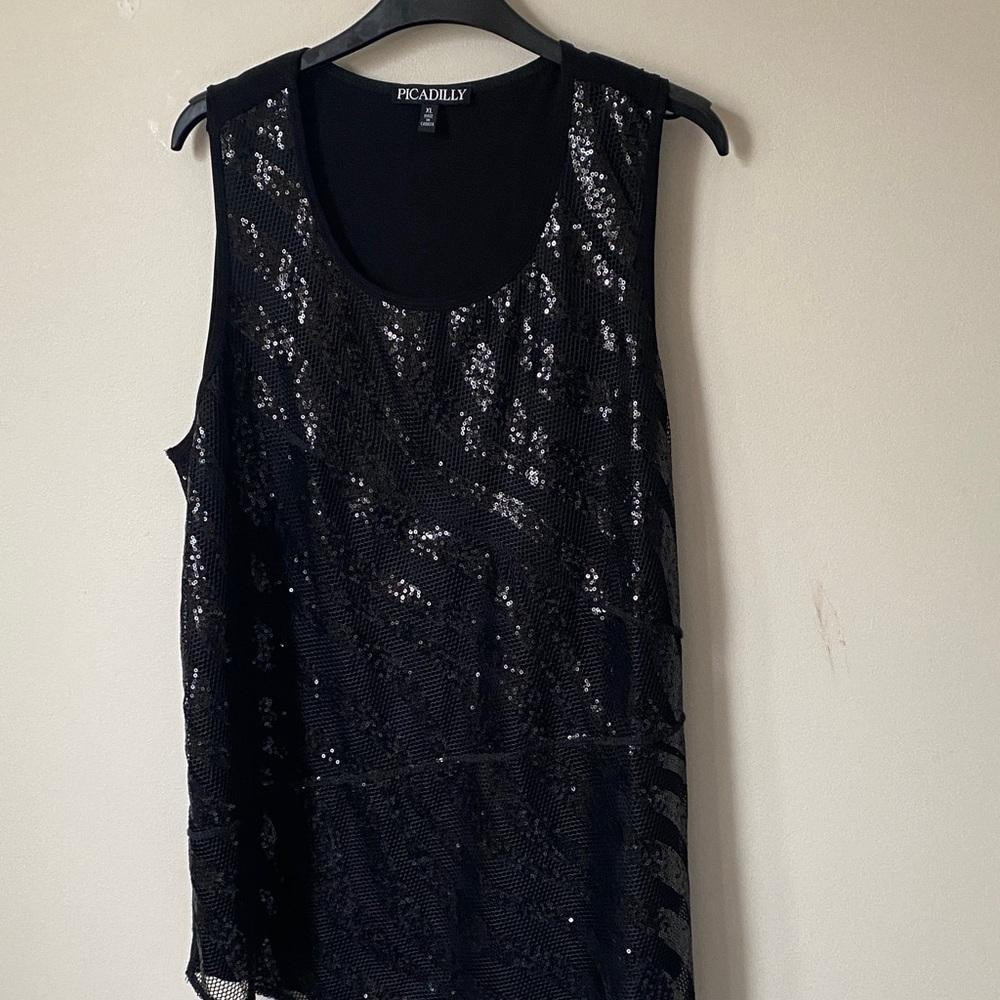Picadilly Fashion Black Sequin Tank Top